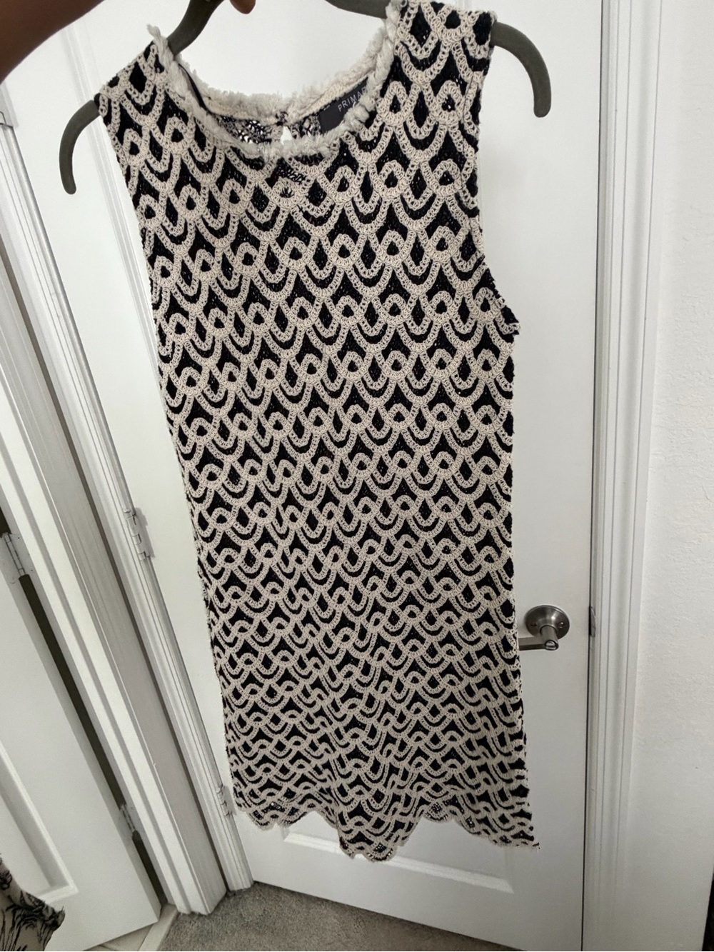 Primark Black and Beige Sleeveless Patterned Shift Dress